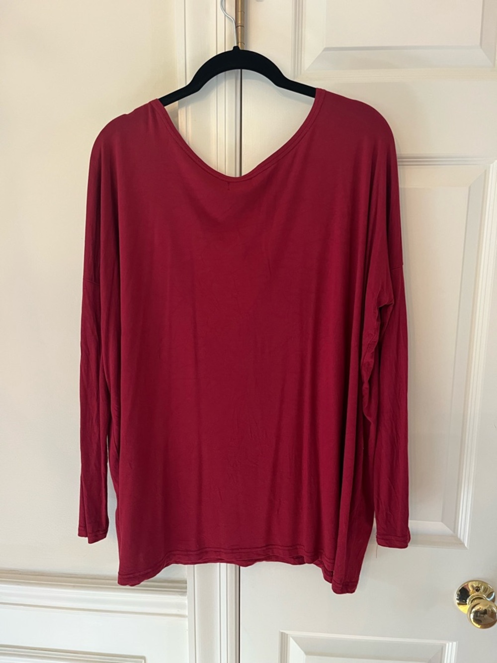 Piko 1988 Long-Sleeve Scoop Neck Loose Fit Bamboo Top Burgundy size M - Picture 4 of 9